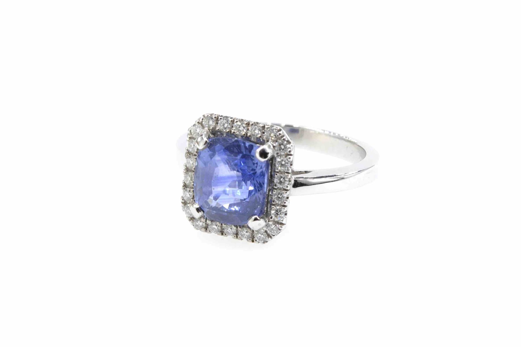 Bague saphir et diamants en or blanc 18k- 21915