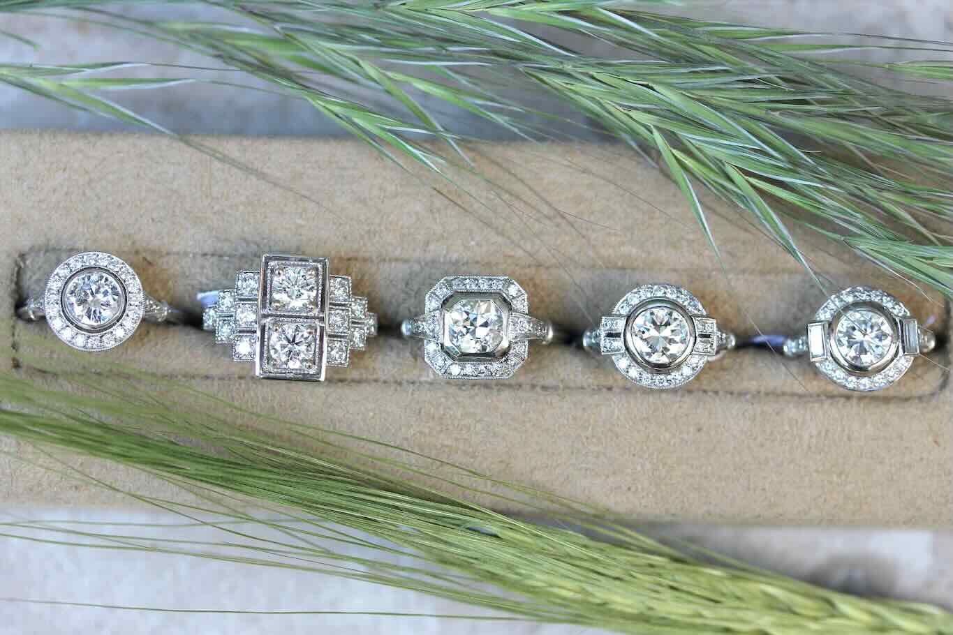 bagues diamants art déco